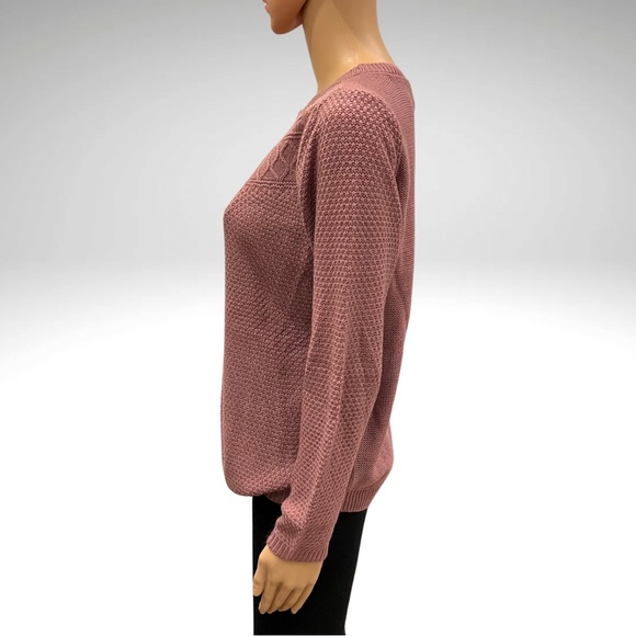 Croft Barrow Mixed Knit Pullover Sweater Crew Neck Dusty Rose Mauve Womens Med - Picture 2 of 9